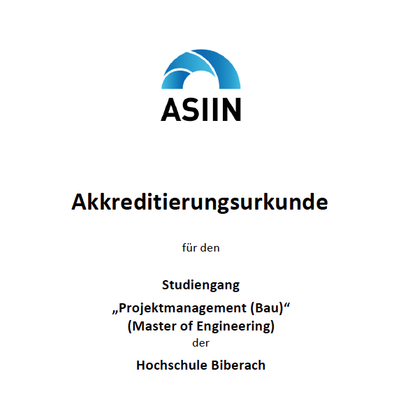Akkreditierung ASIIN Masterstudiengang Projektmanagement